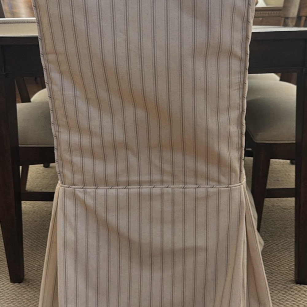 2 Ballard Parsons Chair Slipcovers Only - Vintage Ticking Stripe Sandalwood - Picture 2 of 2